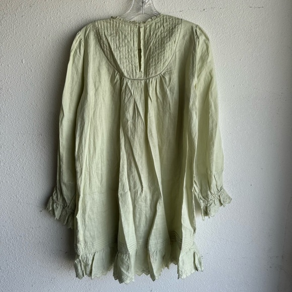 Doen Green Linen Amber Long Sleeve Short Dress - Picture 6 of 9